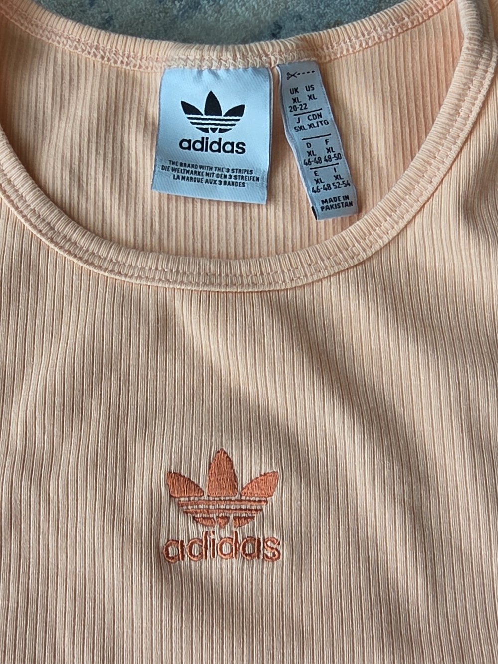 Adidas Women’s Peach Ribbed Crop Tank - Picture 3 of 5